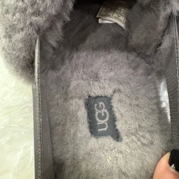 UGG Soft Gray Plush Slippers - Picture 2 of 6